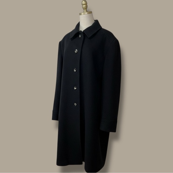 Mackintosh Black 100% Wool Button-Up Longline Collared Peacoat Plus Size 3X